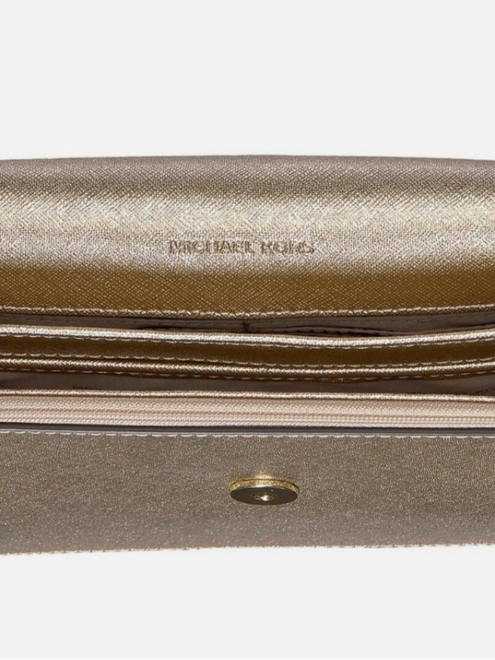 Michael Kors Metallic Gold Leather Double-Compartment Crossbody - Picture 3 of 16